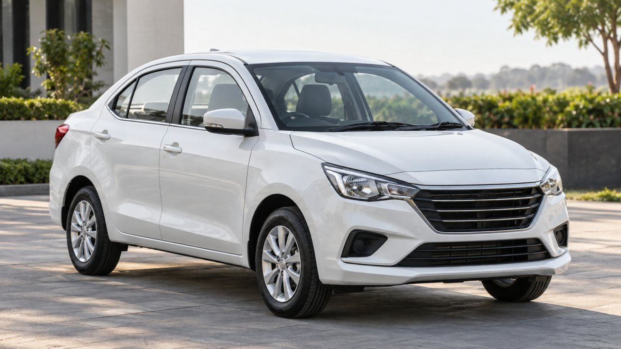 White modern sedan taxi for couples and small families